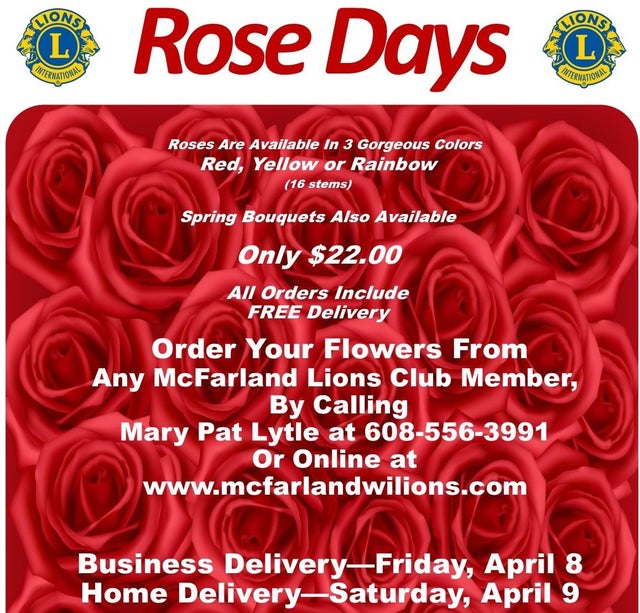 Rose & Flower Sale McFarland Lions Club Foundation, Inc 501c(3) Charity